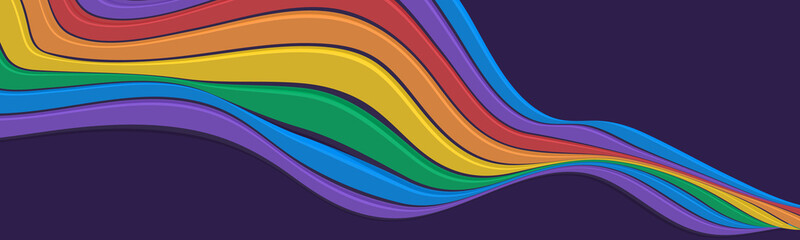 LGBTQ pride month background. Rainbow wave shape color illustration