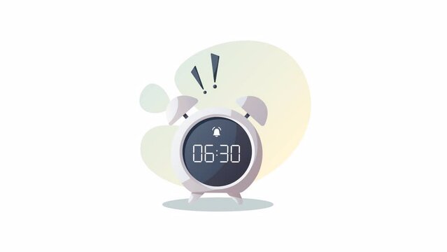 Alarm clock animation video. Time to wake up, early rise, morning, daily regime concept. 