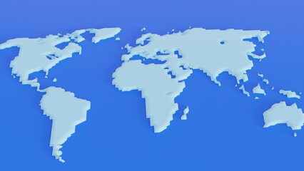 World Map 3d blue. 3d illustration.