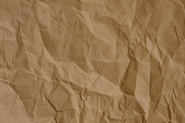 Texture. Crumpled brown wrapping paper, close-up. Background.