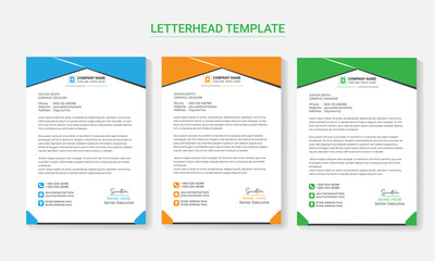 corporate modern letterhead design template with yellow, blue and red color. creative modern letter head design template for your project. letterhead, letter head, Business letterhead design.