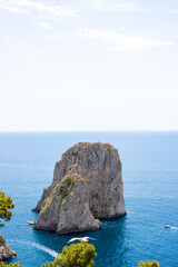 Naklejka premium Capri island, sea and mountains. Capri Mountains, Capri Sea. The beautiful landscapes of Capri
