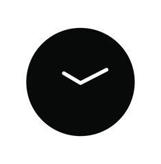 Round black wall clock icon. Black round clock symbol.