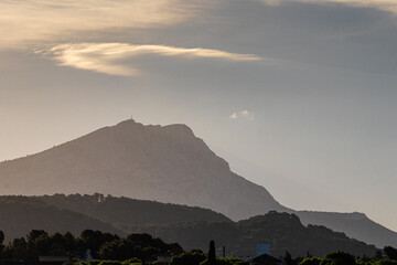 the Sainte Victoire mountain in the light of a spring morning