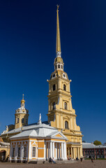 The Orthodox Peter and Paul Cathedral in St. Petersburg. Cathedral in the name of the First Apostles Peter and Paul.