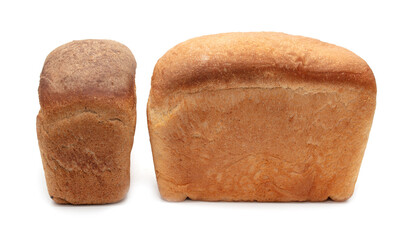 Two fresh loaves of bread isolated on white background.