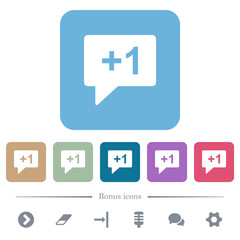 Obraz premium Plus one sign flat icons on color rounded square backgrounds