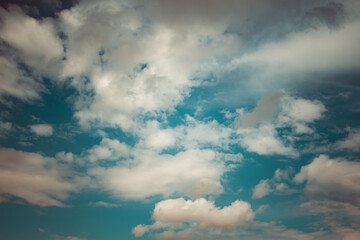 Fototapeta na wymiar Panorama blue sky with tiny clouds on a sunny day.