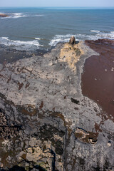Elevated view of Black Nab Whitby and the shipwreck