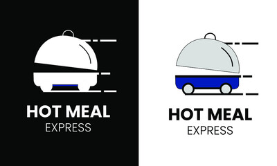 Fototapeta premium Hot Meal Express Logo design inspiration isolated on white and black background vector