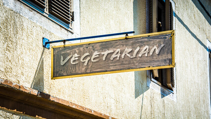 Obraz premium Street Sign to Vegetarian
