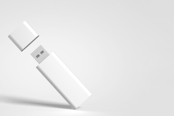 3D illustration. White pendrive isolated on white background
