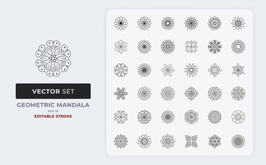 Fototapeta premium geometric mandala set vector. editable stroke eps 10.