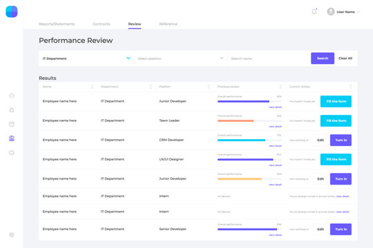 Manage employee UI design Template


