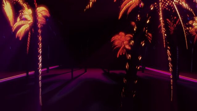 Dancing Palm Trees In Retro Colors Seamless Looping Video Background