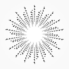 Concentric abstract spiral dots background. Dotted monochrome halftone background. Halftone design element for various purposes.