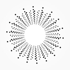 Abstract halftone radial background. Vector halftone pattern. Halftone design element for multipurpose use. 