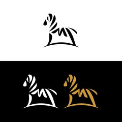 Zebra Logo Design. white animal with black stripes