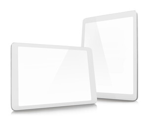 White tablet computers, isolated on white background