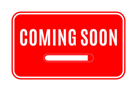 Coming soon sign design in red and white colors. Used as a creative poster or a background for promotional & advertising concepts like upcoming events, new product release & launching online websites.