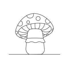 Cute fly Agaric for coloring. A funny fairy mushroom. Children's flat vector illustration on a white background