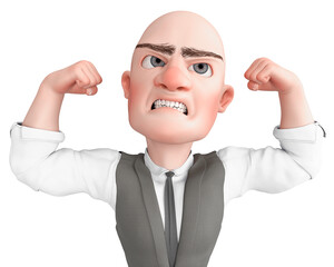 bald boss businessman cartoon is so mad or angry