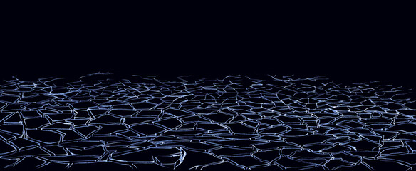 Drought cracked land. Pencil drawing