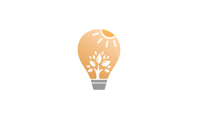 bulb logo with tree and sunshine