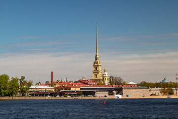 Peter and Paul Fortress in St. Petersburg on a sunny day.