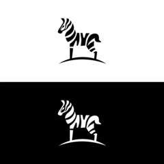 Zebra Logo Design. white animal with black stripes © GRAY