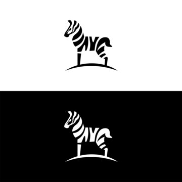 Zebra Logo Design. white animal with black stripes