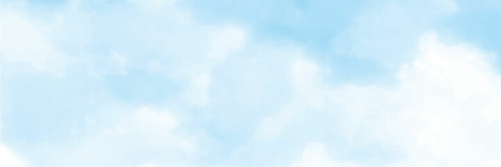 abstract watercolour painting blue sky overcast above the cloud in panorama view beautiful cloudscape for background
