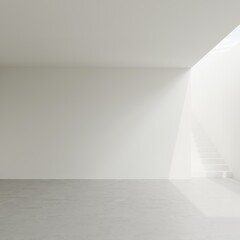 Empty wall mockup in bright minimalist living room architectural space interior 3d rendering