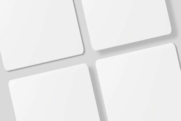 Blank square business card for mockup. 3D Render.