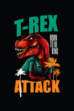 Original vector illustration of a tyrannosaurus rex in a vintage style. T-Rex