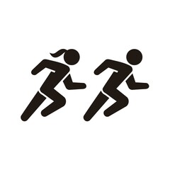 Fototapeta na wymiar man and women running sport icon vector