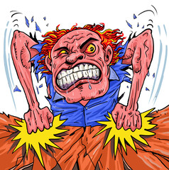 The angry man punched the table.