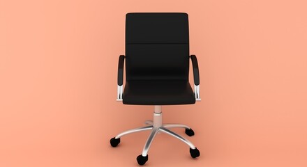 Black leather office chair isolated. 3d rendering.