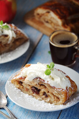 Traditional Austrian strudel with apples	