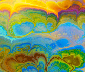 rich marbling in turquoise blue green orange yellow