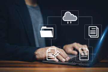 Hand login to computer security personal data and login and password, cyber security concept, data protection and secured internet access, cybersecurity