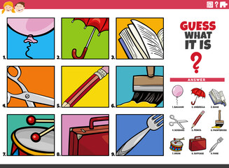 guess cartoon objects educational task for children