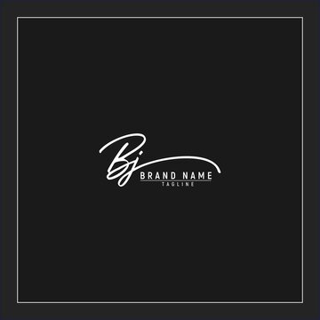 luxury initial BJ logo design signature monogram handwriting vector graphic premium illustration