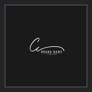 luxury initial CC logo design signature monogram handwriting vector graphic premium illustration