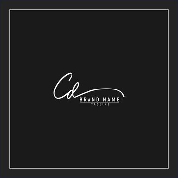luxury initial CD logo design signature monogram handwriting vector graphic premium illustration