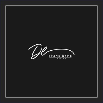 luxury initial DL logo design signature monogram handwriting vector graphic premium illustration