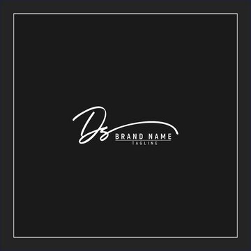luxury initial DS logo design signature monogram handwriting vector graphic premium illustration