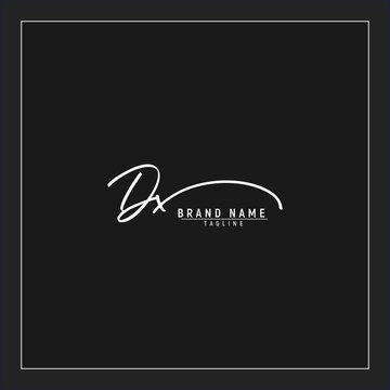 luxury initial DX logo design signature monogram handwriting vector graphic premium illustration