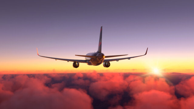 AirBus A320 Latam Airlines flying over the amazing sunset, 9 Jun, Curitiba, Brazil.