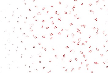 Light Red vector texture with musical notes.